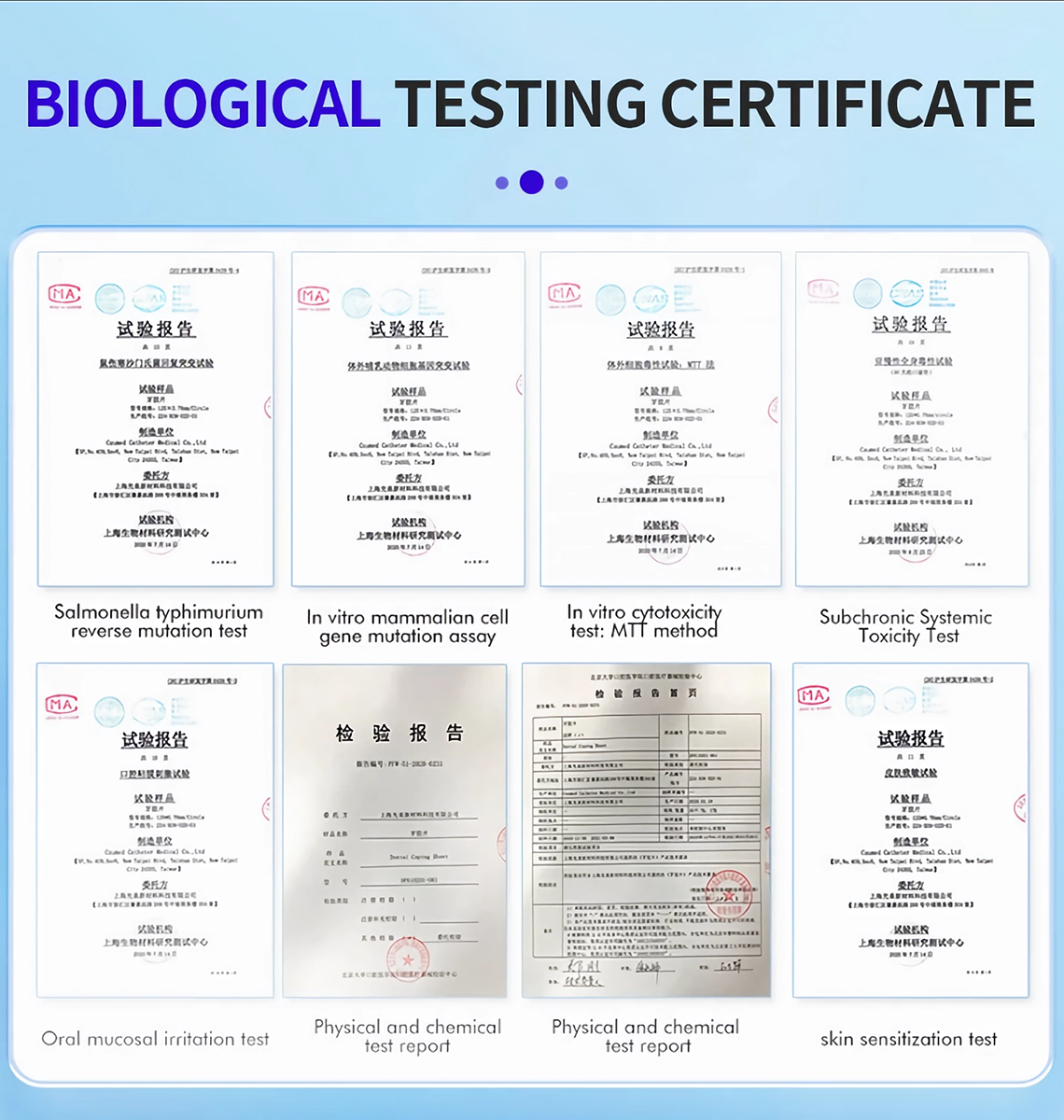 Biological testing certificate