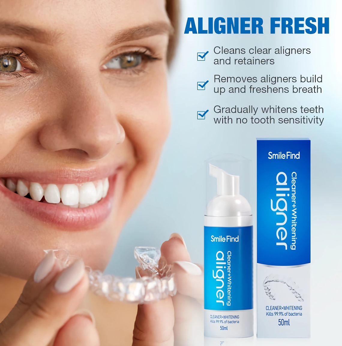 Teeth Whitening Foam for Dental Retainers and Dentures