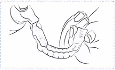 Place tray in mouth to clean