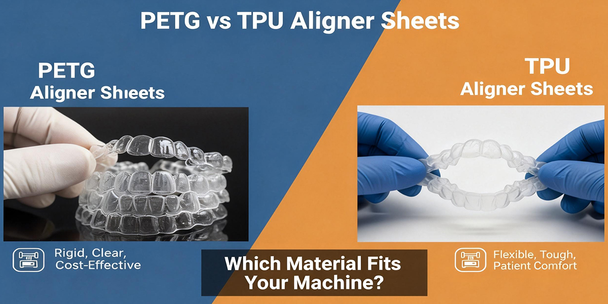 PETG vs TPU Aligner Sheets comparison for dental vacuum forming machines